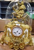 An impressive French Victorian Henry Marc A Paris, domed mantel clock having a cast brass and ormolu