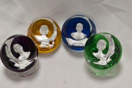 Four Baccarat crystal paperweights, 'The four cameos in crystal',comprising; The Duke of