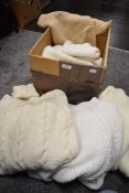 Six traditional and retro gents cream pullovers/jumpers, including Arran knit, vintage Lacoste and
