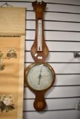 A late Victorian V Bianchi Belfast banjo barometer with mahogany frame and inlaid details.