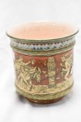 A late 19th/early 20th century Villeroy and Boch Mettlach planter, having folklore scenes to sides