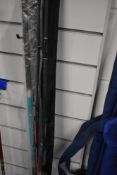 Three fishing rods including a Shakespeare Mustang 2pc 3meter rod A kingfisher float rod and a Spiro