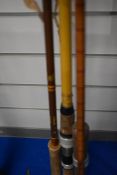 Four arrorted vintage fly rods includind Milbro varying lengths