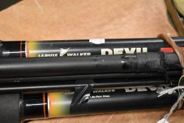 Two 13ft 3pc Beach caster Rods by Jarvis Walker Devil Stix