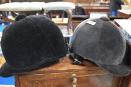 Two riding hats one by Charles Owen size 7, 3/4 and the other by DMS size Medium