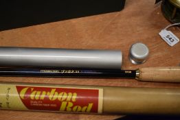 Two carbon telescopic rods from Japan one a Ryobi Pro section X5, 9 section 10ft rod in an