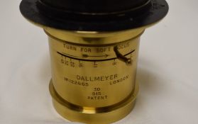 A brass Dallmeyer 3D BIS Petzval portrait lens No122665 in very clean condition