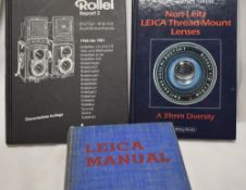 Three photographic related volumes the Rollei report 2, non- Leitz Leica thread- mount lenses by