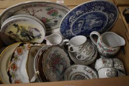 A Spode Cake platter, a Johnson Bros part tea service in an Indian Tree style design (16 pieces