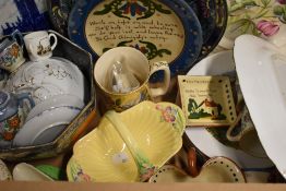 An assortment of ceramics including six items of Torquay Motto ware, a Royal Winton 'Grimwades