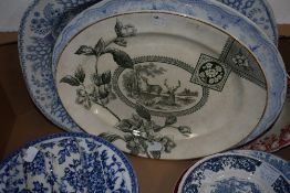 A small collection of assorted plates, mainly blue and white including Wedgwood 'Indiana', Myot '