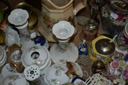 An Eastgate Withernsea Pottery Fauna vase, a pretty dressing table set (9 pieces), three ceramic