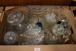 A large amount of cut and pressed glass items including dishes, taza's, rose bows, desert dishes,