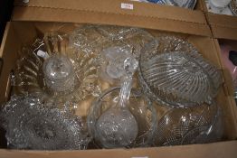 A collection of glassware including desert bowls, decanter etc.