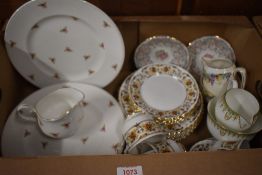 A Royal Stafford part tea set having yellow and brown floral design with gilt edging (19 pieces