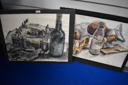 Donald M Howath (local 20th/21st century) two unframed still life studies, artists details verso,