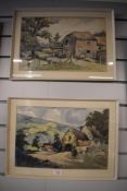 Robert E Waller (British 20th century) a pair of watercolours, rural farm settings, one signed lower