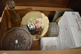 Two memorial keepsake boxes, a vintage Ronson Varaflame cigarette lighter in original box, a pressed