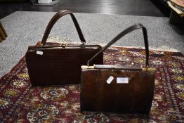 Two vintage Maclaren crocodile effect hand bags.