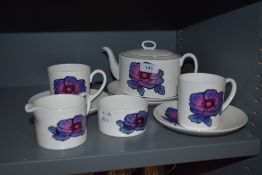 A vintage Wedgwood Susie Cooper Blue Anemone pattern part tea service.