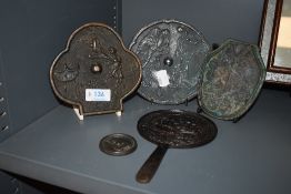 Two 18th century Japanese Kagami mirrors, one decorated with good luck coins and the other with a