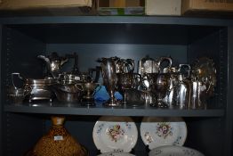 Two Victorian silver plated tea sets with some similar silver plated wares.