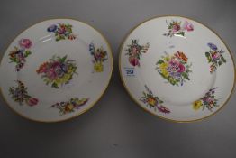 A pair of 18th century Swansea porcelain plates hand decorated with floral patterns.