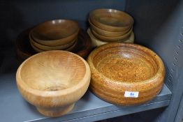 A collection of wooden turned bowls including one by Don Green.