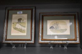 A pair of vintage signed prints of country side lanes.