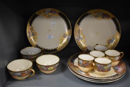 A 20th century Japanese Satsuma ware part tea service having milliefiori decoration.