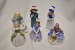 Six Royal Doulton Figure studies including Monica HN1467, Ivy HN1768, Alice HN2158, Penny HN2338,