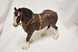 A Beswick animal study a Shire Horse Clydesdale in Working Harness HN 2465,