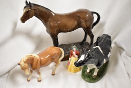 Three figure studies including Melrose horse and Bayer Fresian cow.