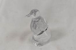 A Villeroy and Boch art glass study of a penguin with box.