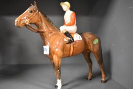A Beswick Horse and Jockey figure study style 2 HN1862 brown horse.