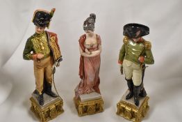 Three vintage Capodimonte Napoleonic figure studies.