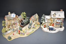 Two Lilliput lane model cottages the Christmas Cake and Full Steam Ahead