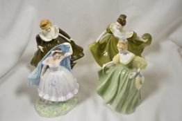 A Royal Doulton figurine study The Forest Glade Giselle HN 2140 with three other Royal Doulton