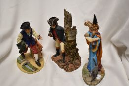 Three Royal Doulton resin figures including Dick Turpin Hn3637, Gulliver HN3750 and Wizard style 2