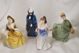 Four Royal Doulton figurine studies including Masque HN2554, Grace HN2318, Sandra HN2275 and For You