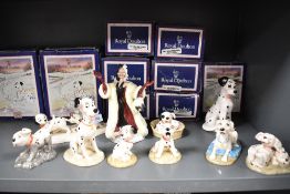 Nine Royal Doulton 101 Dalmations cartoon figure studies including Penny Yawning, Bongo, Lucky,