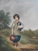 After Arthur B Brook (British 1867-1933) coloured lithograph, young child with puppy, signed in