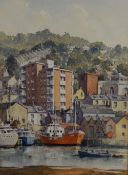 G.L Cook (British 20th century) watercolours, a nicely composed harbour scene with buildings