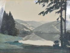 After Walter Merz (German 1897-1963) colour print, a view of Lake Titsee, Germany, within a