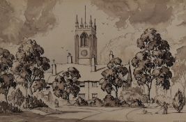 Albert Thomas Pile (British 1882-1981) ink and monochrome watercolour wash, a view of St Martin's