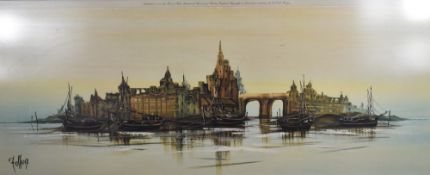 After Ronald Norman Folland (British b.1932) a mid-century coloured river scene print, entitled '