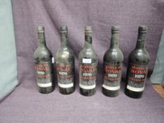 Five bottles of Quinta Do Noval 1970 Vintage Port bottled in 1972, no strength or capacity stated,
