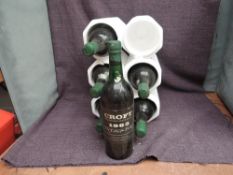 Six bottles of Croft 1963 Vintage Port, no strength or capacity stated, been laid down in a