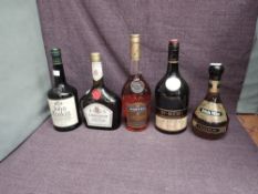 Five bottles of mixed Spirits, Larressingle VSOP Armagnac, 40% vol, 700ml, Martell VS Fine Cognac,