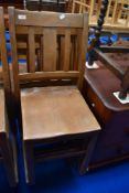 A set of six Beech framed stackable utility chairs.